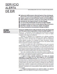 Servicio Alerta: Es una publicaci&oacute;n electr&oacute;nica, sale una vez por semana, y se env&iacute;a por Internet a los suscriptores en formato PDF 