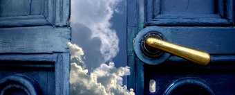 Blue door opening