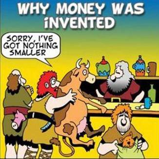 origins of money cartoon