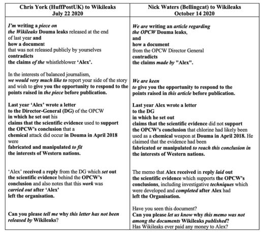 Click to enlarge emails Bellingcat OPCW whistleblower