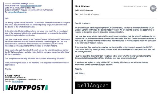 Click to enlarge bellingcat Huffpost emails OPCW