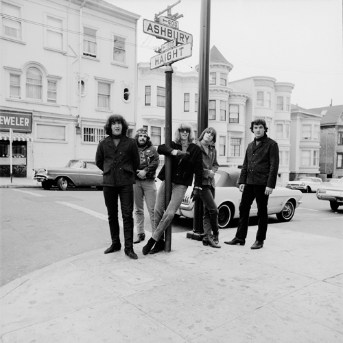 'Haight-Ashbury,' one of the earliest portraits of the Grateful Dead, standing at the corner of Haight and Ashbury streets in San Francisco. B&WDeadHaightAshbury_lg