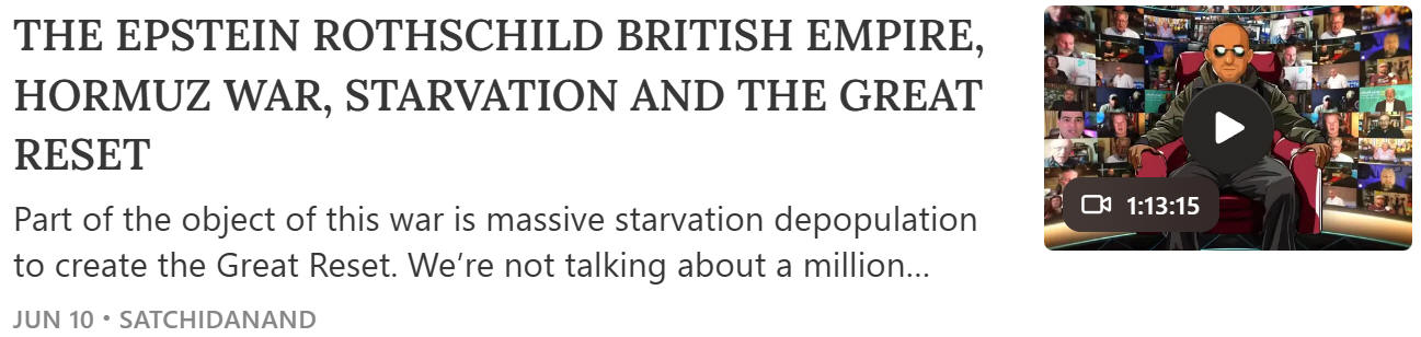THE EPSTEIN ROTHSCHILD BRITISH EMPIRE, HORMUZ WAR, STARVATION AND THE GREAT RESET